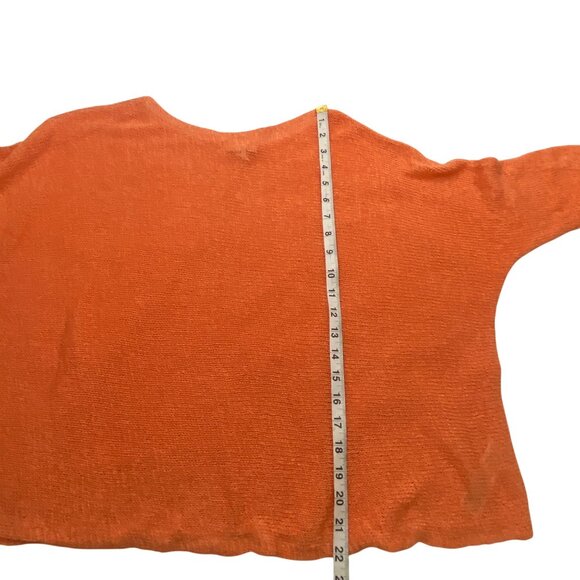 Eileen Fisher Womens melon Orange Open Knit Sweater M Linen Blend cool colorful - Picture 7 of 10